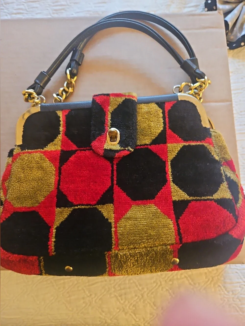Vintage Markay  Carpet Handbag, Purse, Mod, Geometric , Excellent Vintage Cond.